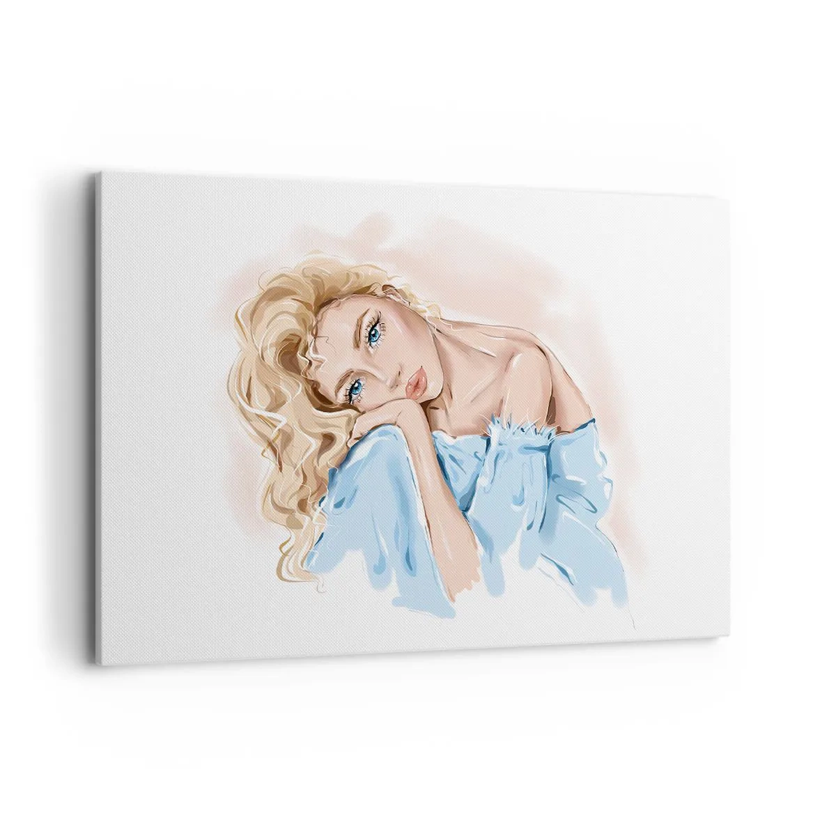 Lærredstryk - Billede på lærred - Drømmende i blåt - 120x80 cm