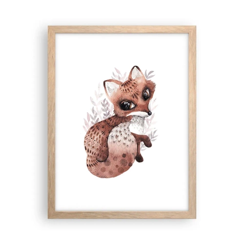 Plakat i ramme af lyst egetræ - Kun kærlighed - 30x40 cm