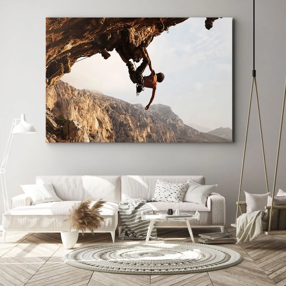 Lærredstryk - Billede på lærred - Verden skrumpede ind i en håndfuld på en klippeskrænt - 120x80 cm