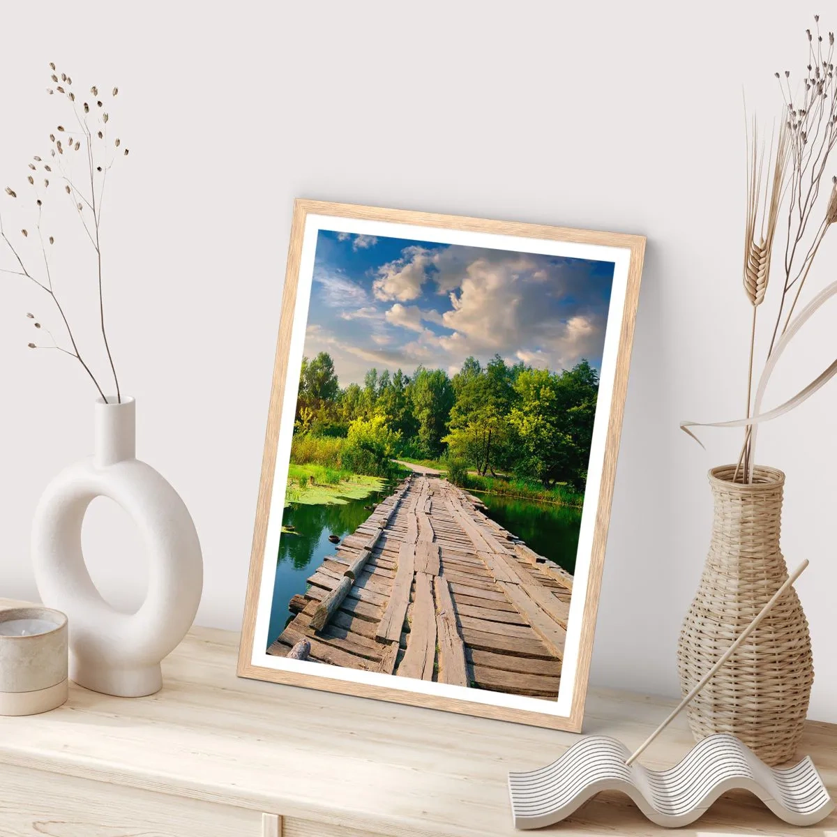 Plakat i ramme af lyst egetræ - Sommer, sommer overalt - 40x50 cm
