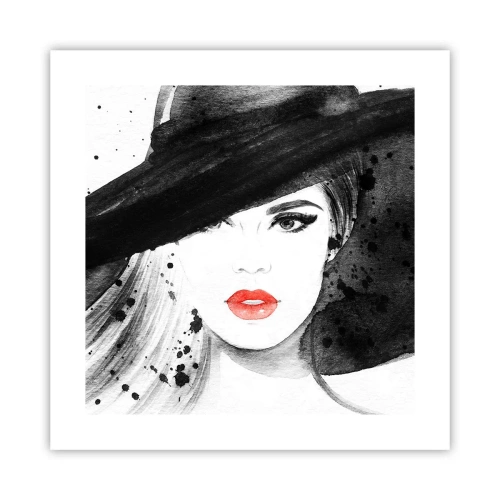 Plakat - Dame i sort - 40x40 cm