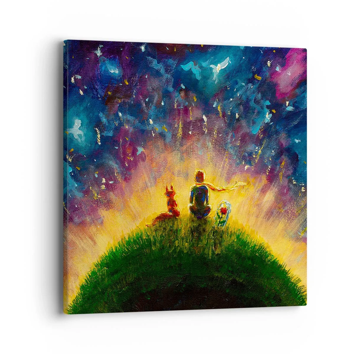 Lærredstryk - Billede på lærred - Kærlighed og venskab - hele verden - 40x40 cm