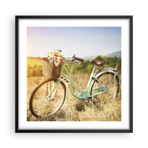 Plakat i sort ramme - Jeg bliver her et stykke tid - 50x50 cm