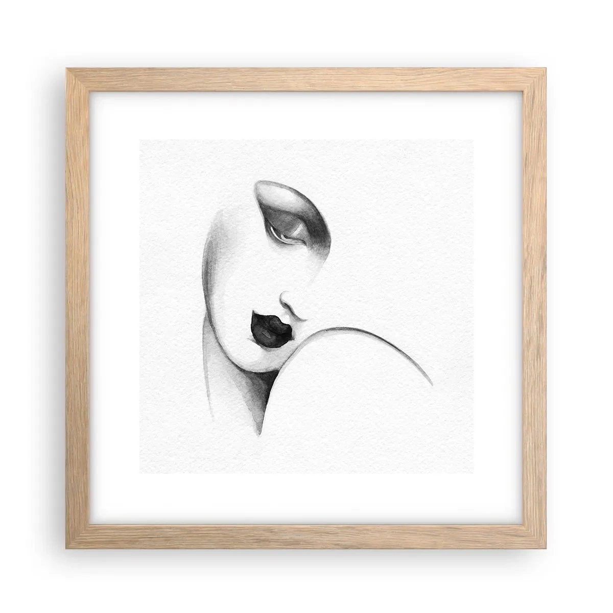 Plakat i ramme af lyst egetræ - I Lempickas stil - 30x30 cm