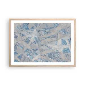 Plakat i ramme af lyst egetræ - I en gråblå labyrint - 70x50 cm