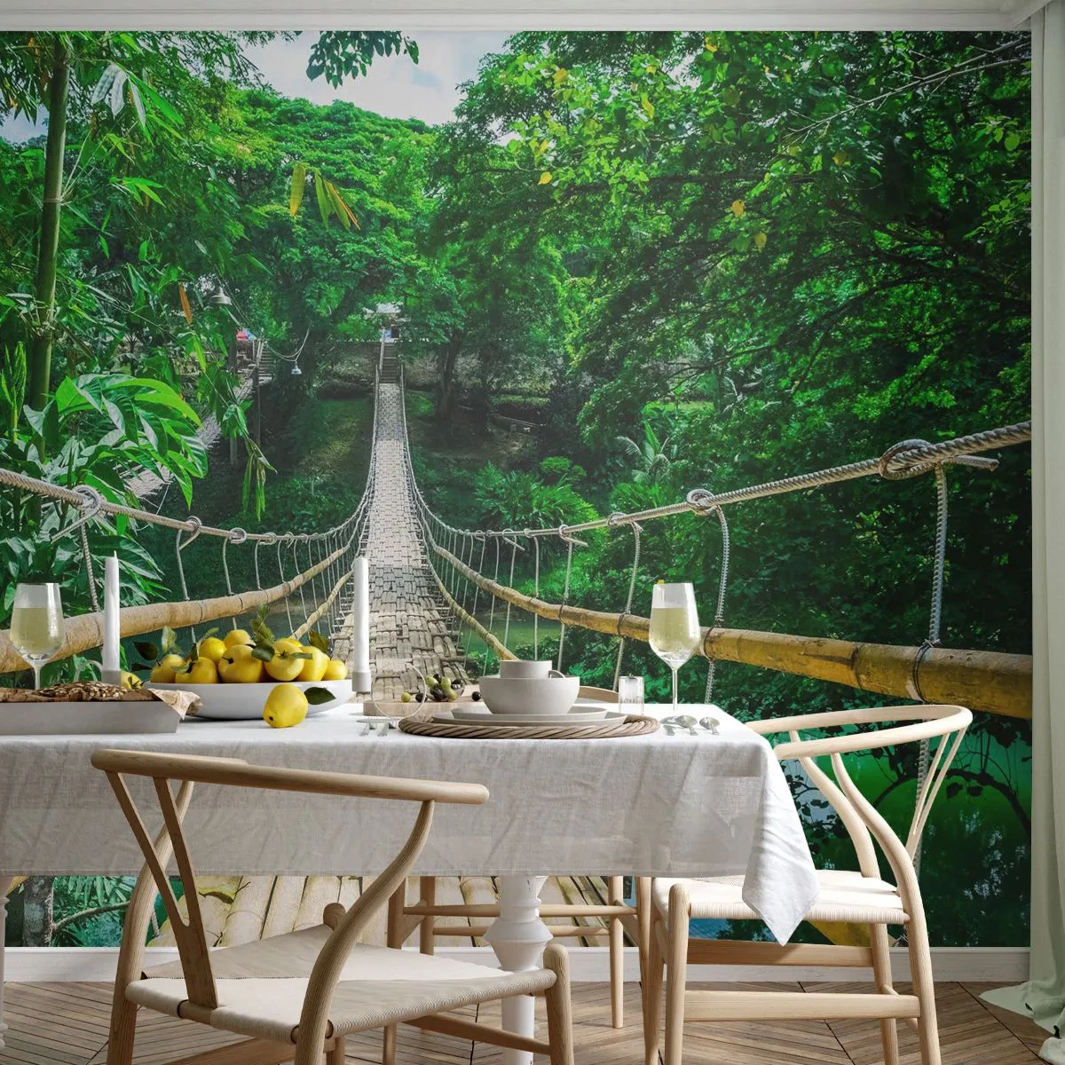 Fototapet Premium Sand - Abebro over grønne områder - Landskab, Jungle, Filippinerne - 100x70 cm