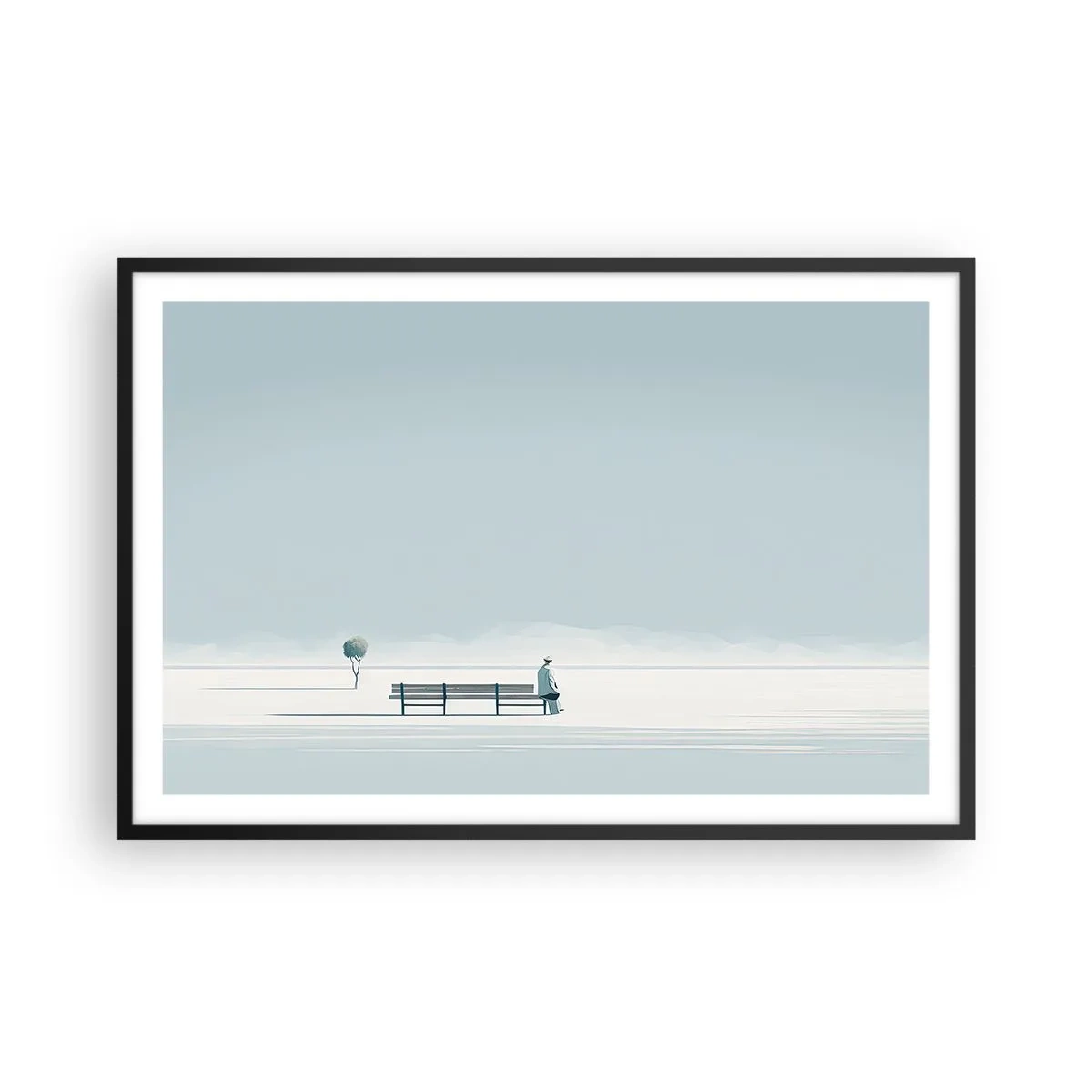 Plakat i sort ramme - Ja, jeg venter. - 91x61 cm