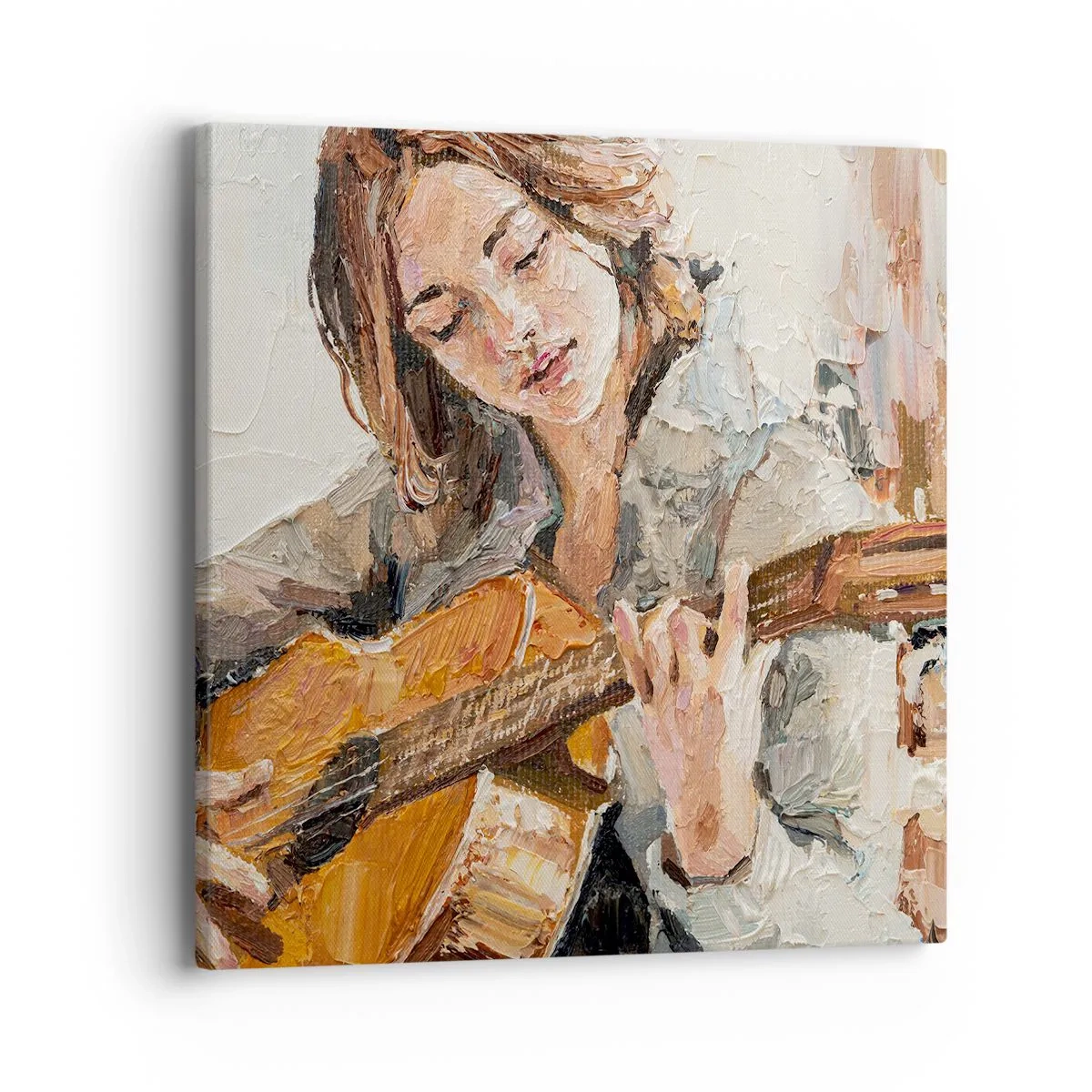 Lærredstryk - Billede på lærred - Koncert for guitar og et pigehjerte - 40x40 cm