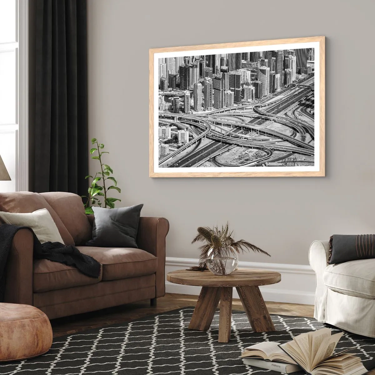 Plakat i ramme af lyst egetræ - Dubai - den umulige by - 40x30 cm