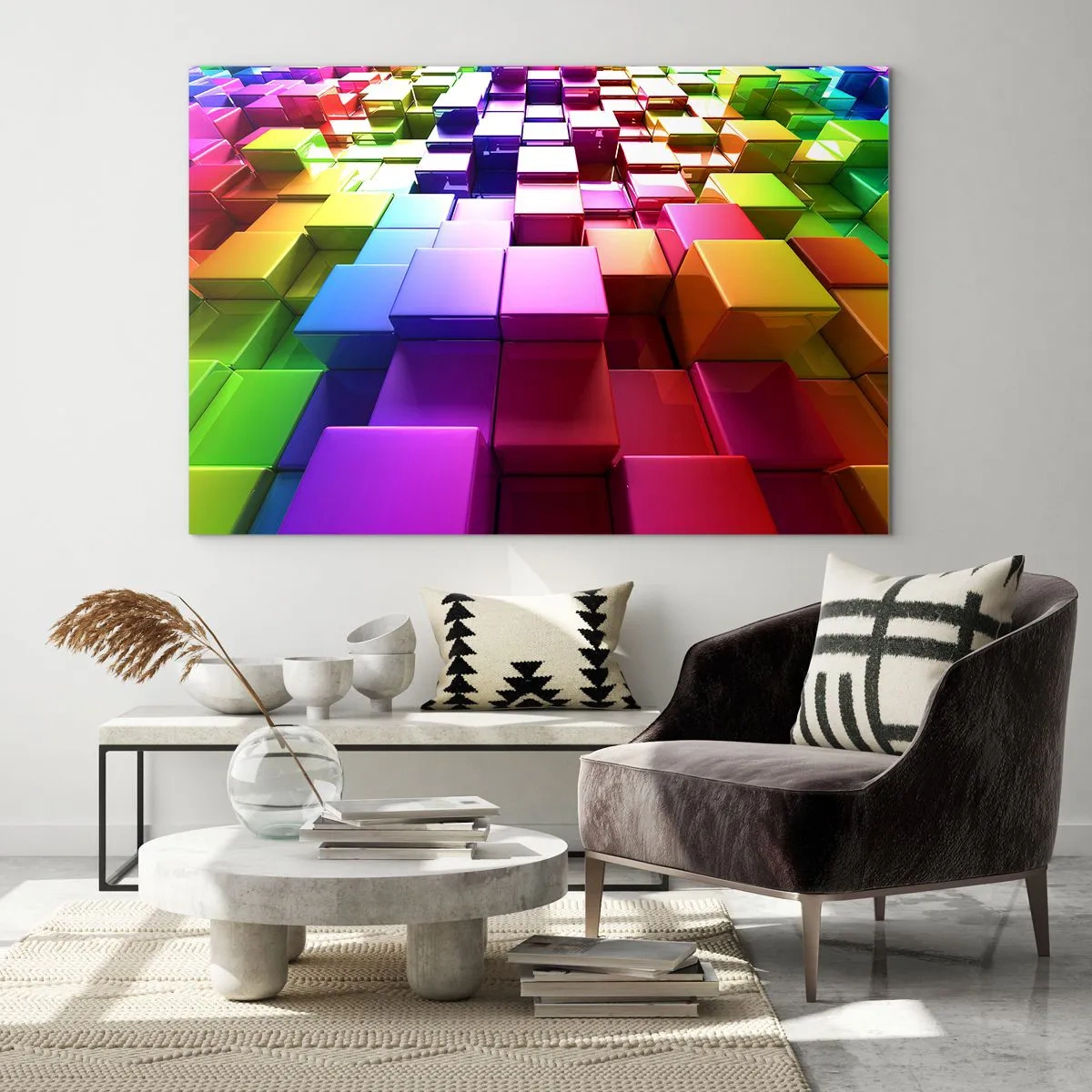 Billede på glas - Op-art sammen som et team - 100x70 cm