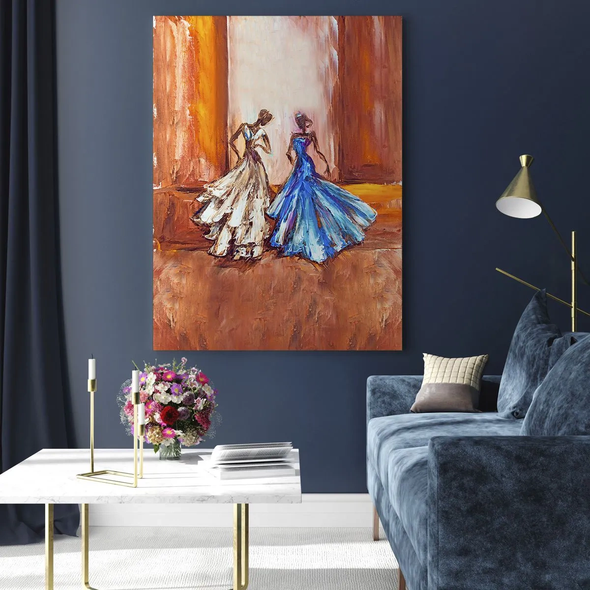 Billede på glas - Den taknemmelige duo - 50x70 cm