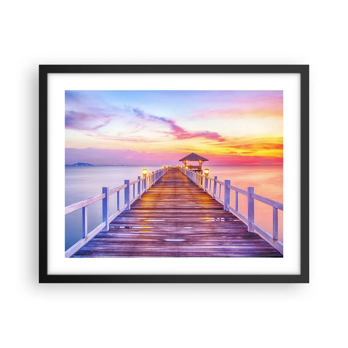 Plakat i sort ramme - Lilagylden stilhed om aftenen - 50x40 cm