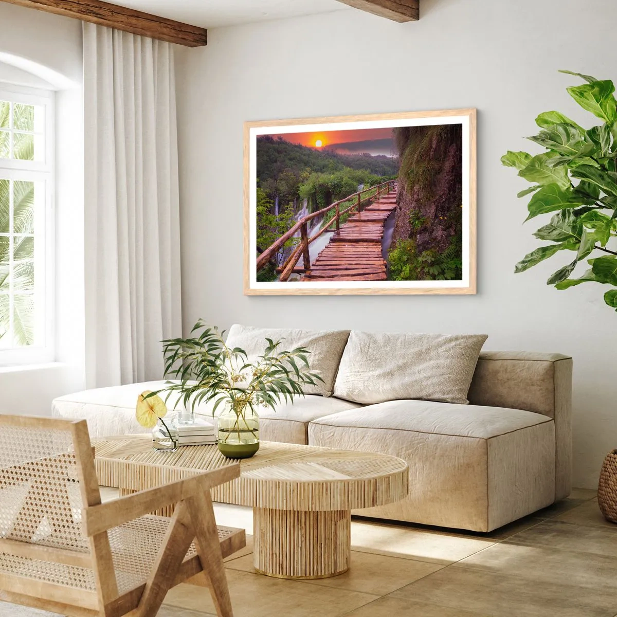 Plakat i ramme af lyst egetræ - En utrolig skønhed - 70x50 cm