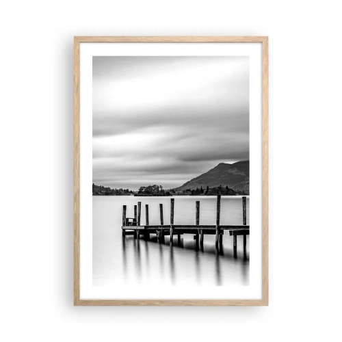 Plakat i ramme af lyst egetræ - Mildhed og styrke - 50x70 cm