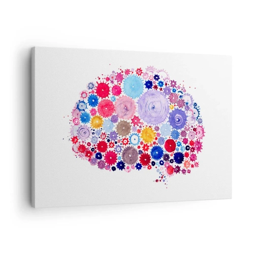 Lærredstryk - Billede på lærred - Farverig abstrakt hjerne med blomstermotiv - 70x50cm - Naturens mest perfekte maskine - Moderne vægdekoration til stue og soveværelse ARTTOR