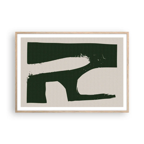 Plakat i ramme af lyst egetræ - Bugter af hvidt - 100x70 cm
