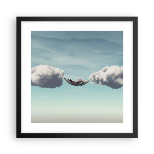 Plakat i sort ramme - Lykken i øjeblikket - 40x40 cm