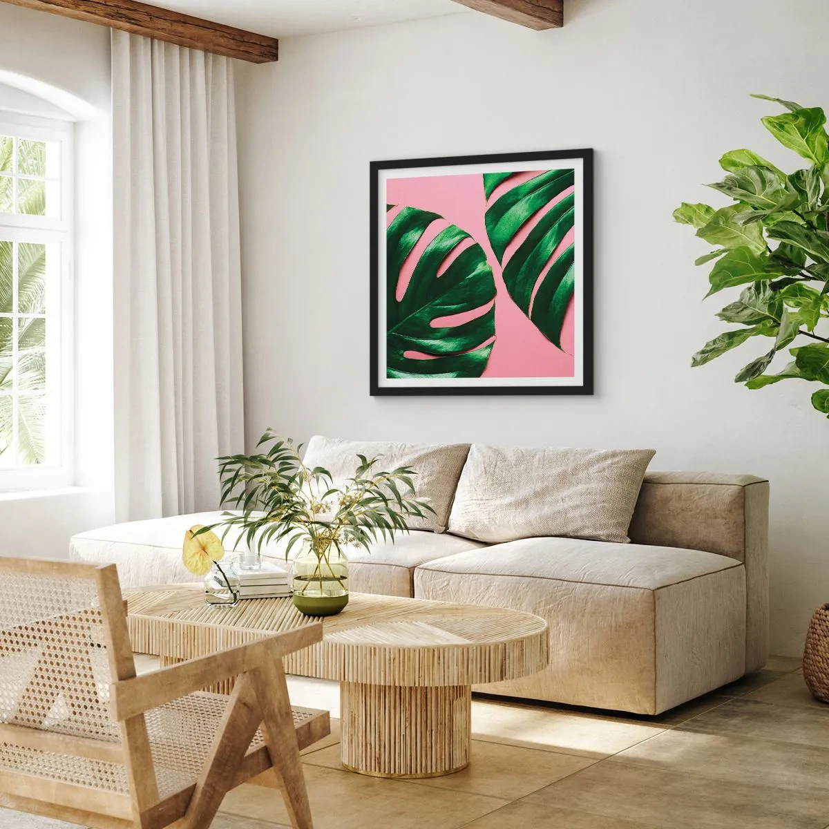 Plakat i sort ramme - Grønt rendez-vous - 50x50 cm