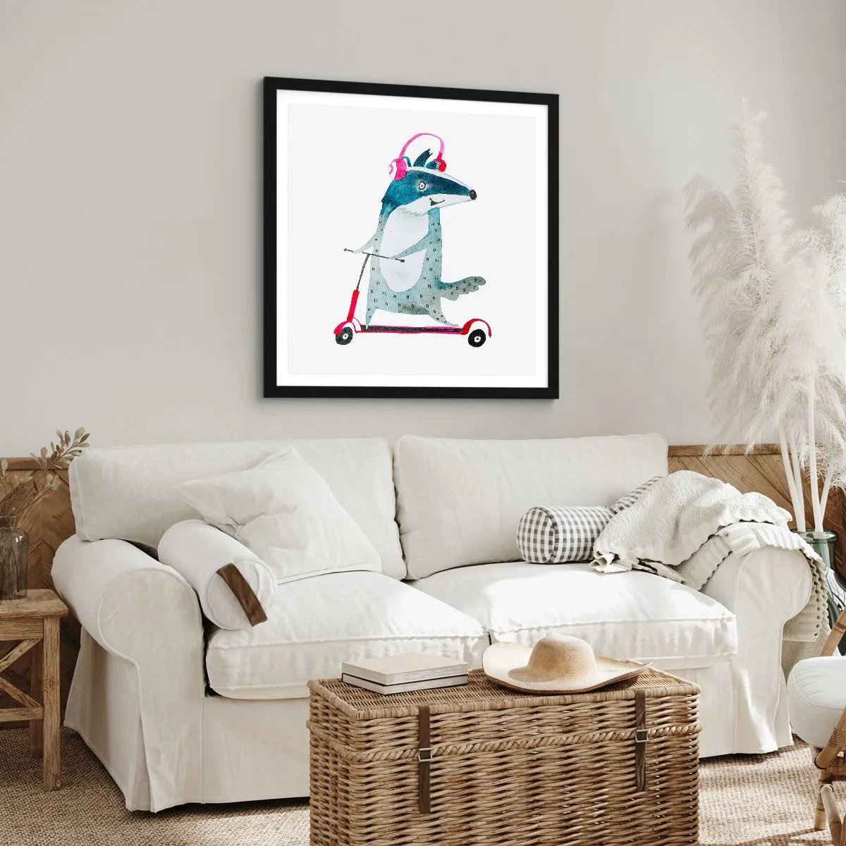 Plakat i sort ramme - Grævlingens glæder - 30x30 cm