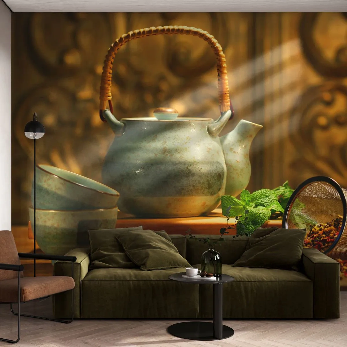 Fototapet Standard Eco - En afhandling om at drikke te - Gastronomi, Te, Tørrede urter - 200x140 cm