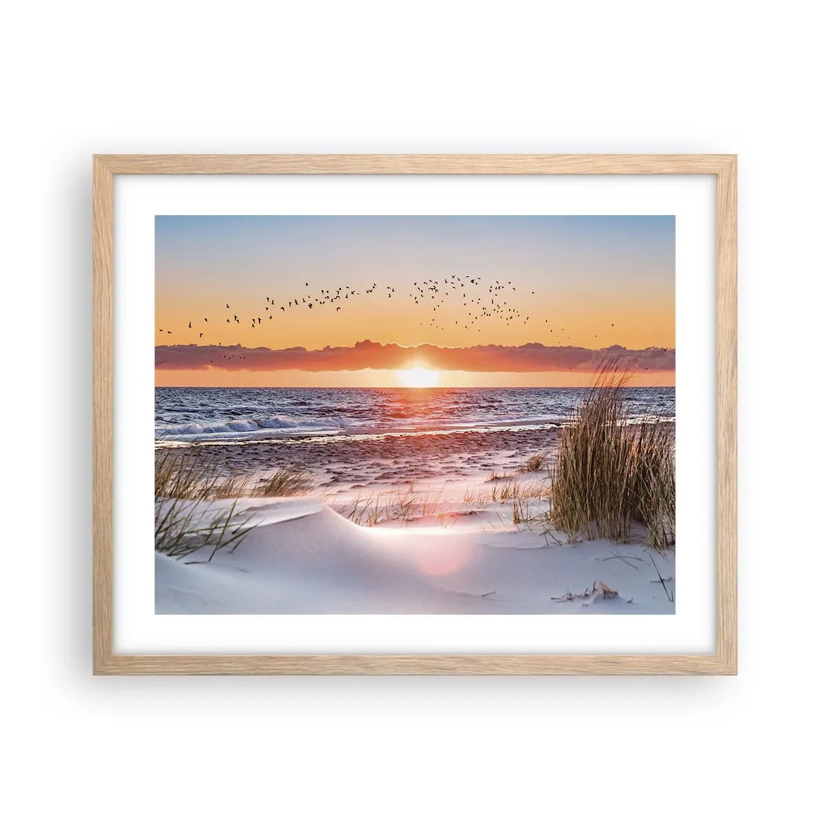 Plakat i ramme af lyst egetræ - Vandret landskab - 50x40 cm