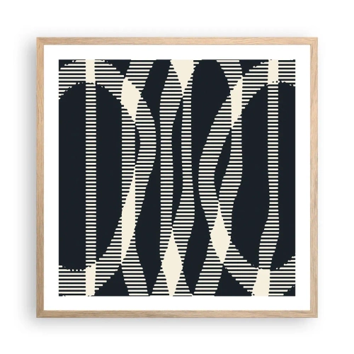 Plakat i ramme af lyst egetræ - Forsøg på at bryde igennem mørket - 60x60 cm