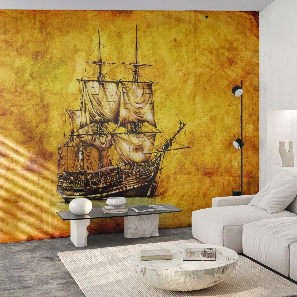 Fototapet Premium Canvas - På vej til Tortuga! - Nautisk, Søskib, Sejlskib - 250x175 cm