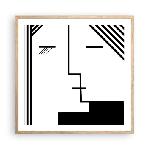 Plakat i ramme af lyst egetræ - Bare et kys - 60x60 cm
