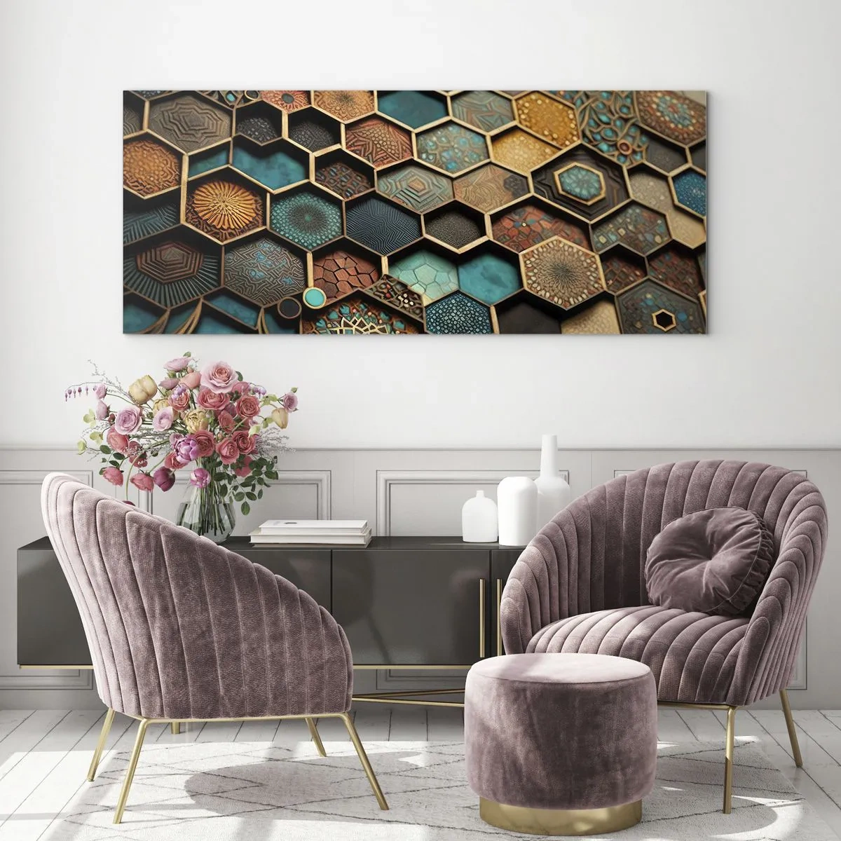 Billede på glas - Arabiske ornamenter - en variation - 100x40 cm