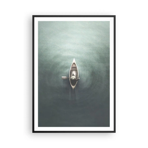 Plakat i sort ramme - På tværs af en månelyst sø - 70x100 cm
