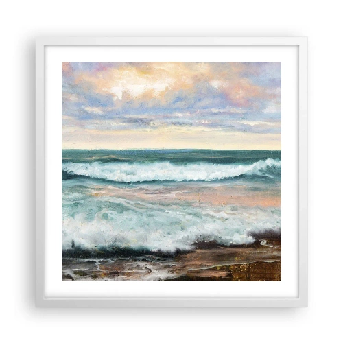 Plakat i hvid ramme - Her vil du glatte din sjæl - 50x50 cm