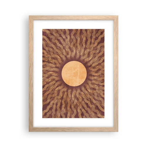 Plakat i ramme af lyst egetræ - Ikon for solen - 30x40 cm