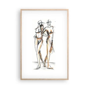 Plakat i ramme af lyst egetræ - En undersøgelse af charme - 61x91 cm