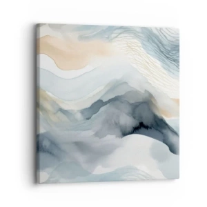 Lærredstryk - Billede på lærred - Abstraktion af sne og tåge - 30x30 cm