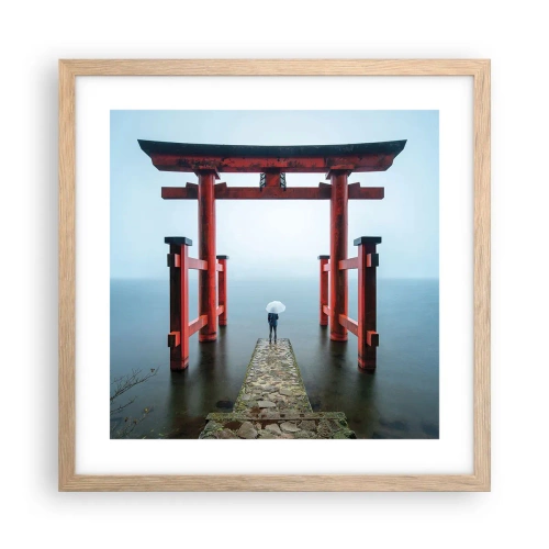 Plakat i ramme af lyst egetræ - Japansk drømmeri - 40x40 cm