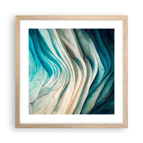 Plakat i ramme af lyst egetræ - Blå umættelighed - 40x40 cm