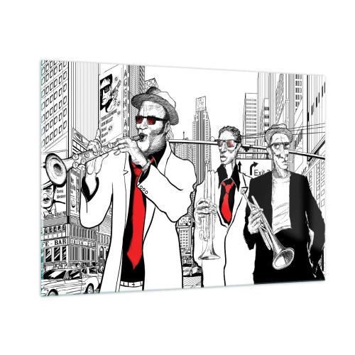 Billede på glas - By rapsodi i sort og rødt - 100x70 cm