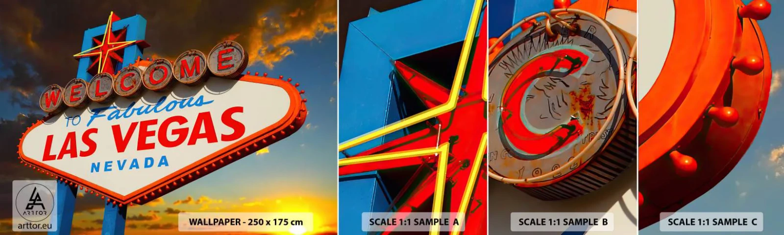 Prøve Fototapet Selvklæbende Deluxe Sticker - For et smil fra skæbnen - Rejser, Las Vegas, By - 100x30 cm