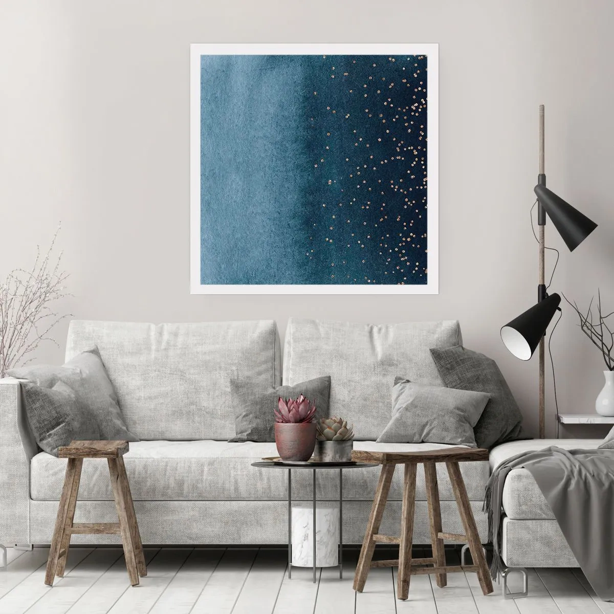 Plakat - Sammensætning - blå faser - 30x30 cm