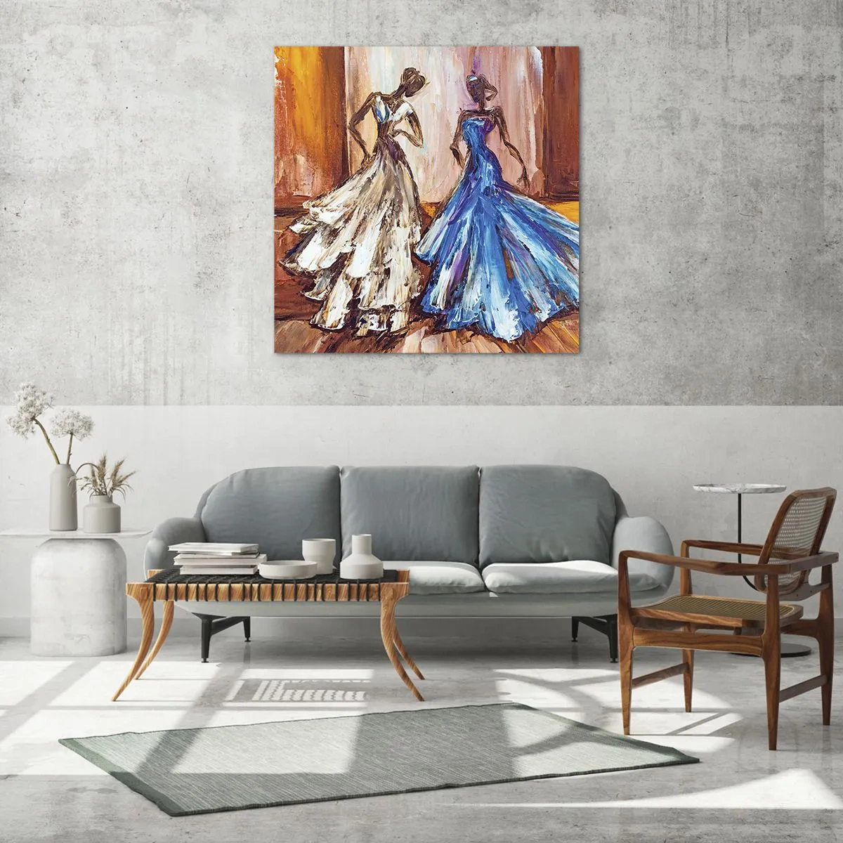 Billede på glas - Den taknemmelige duo - 40x40 cm