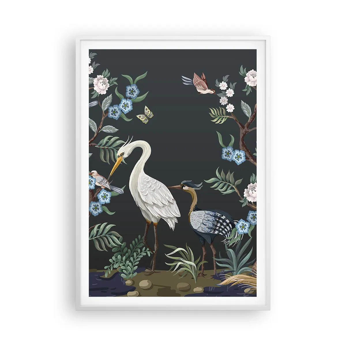 Plakat i hvid ramme - Fugleparade - 70x100 cm