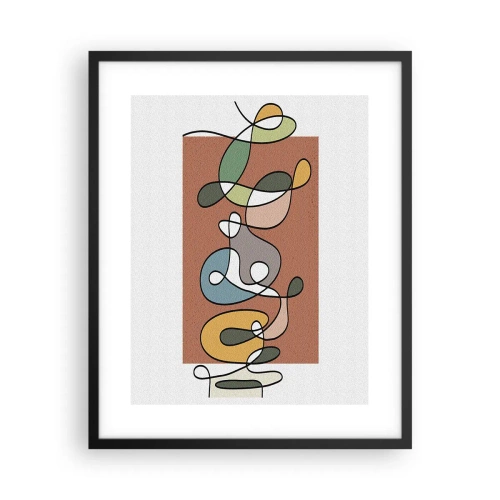 Plakat i sort ramme - Abstraktion: et farverigt virvar - 40x50 cm