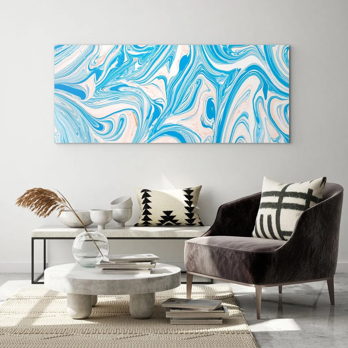 Billede på glas - Marsk i turkis - 140x50 cm