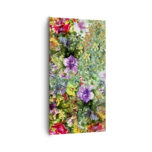 Lærredstryk - Billede på lærred - Ind i blomsterne ved fortabelse - 65x120 cm