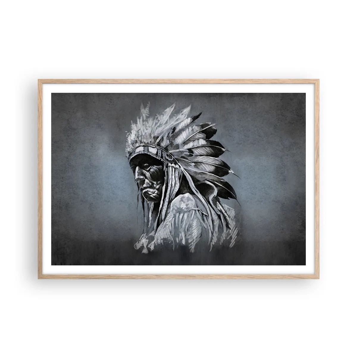 Plakat i ramme af lyst egetræ - Tilbage til rødderne - 100x70 cm