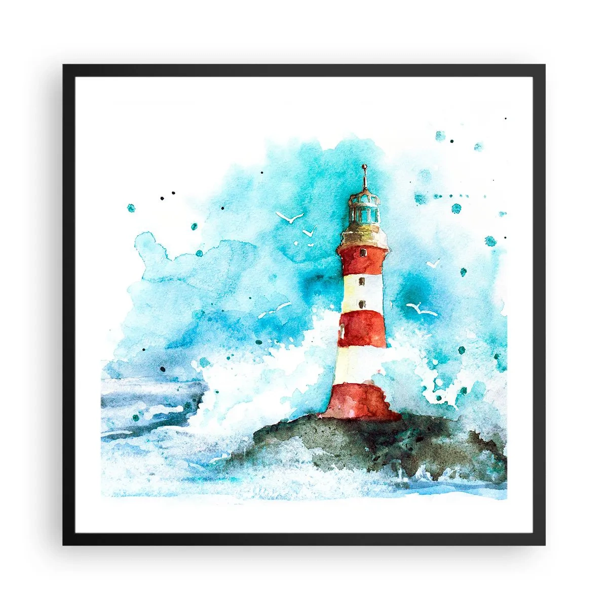 Plakat i sort ramme - Elementernes enhed - 60x60 cm