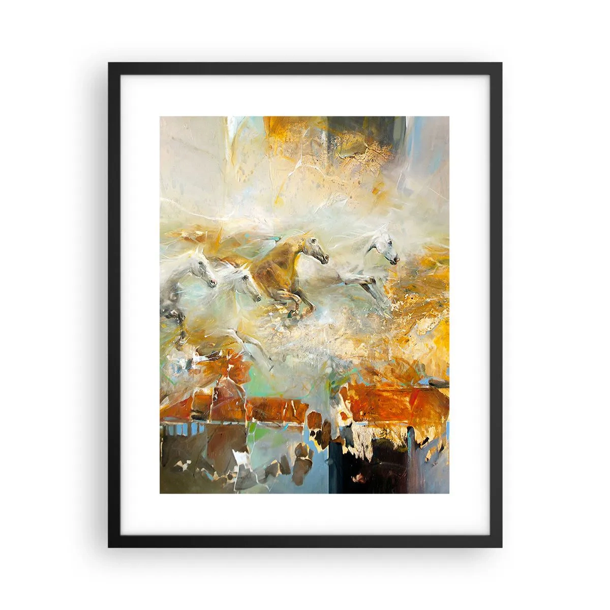 Plakat i sort ramme - Galopperer gennem lyset - 40x50 cm