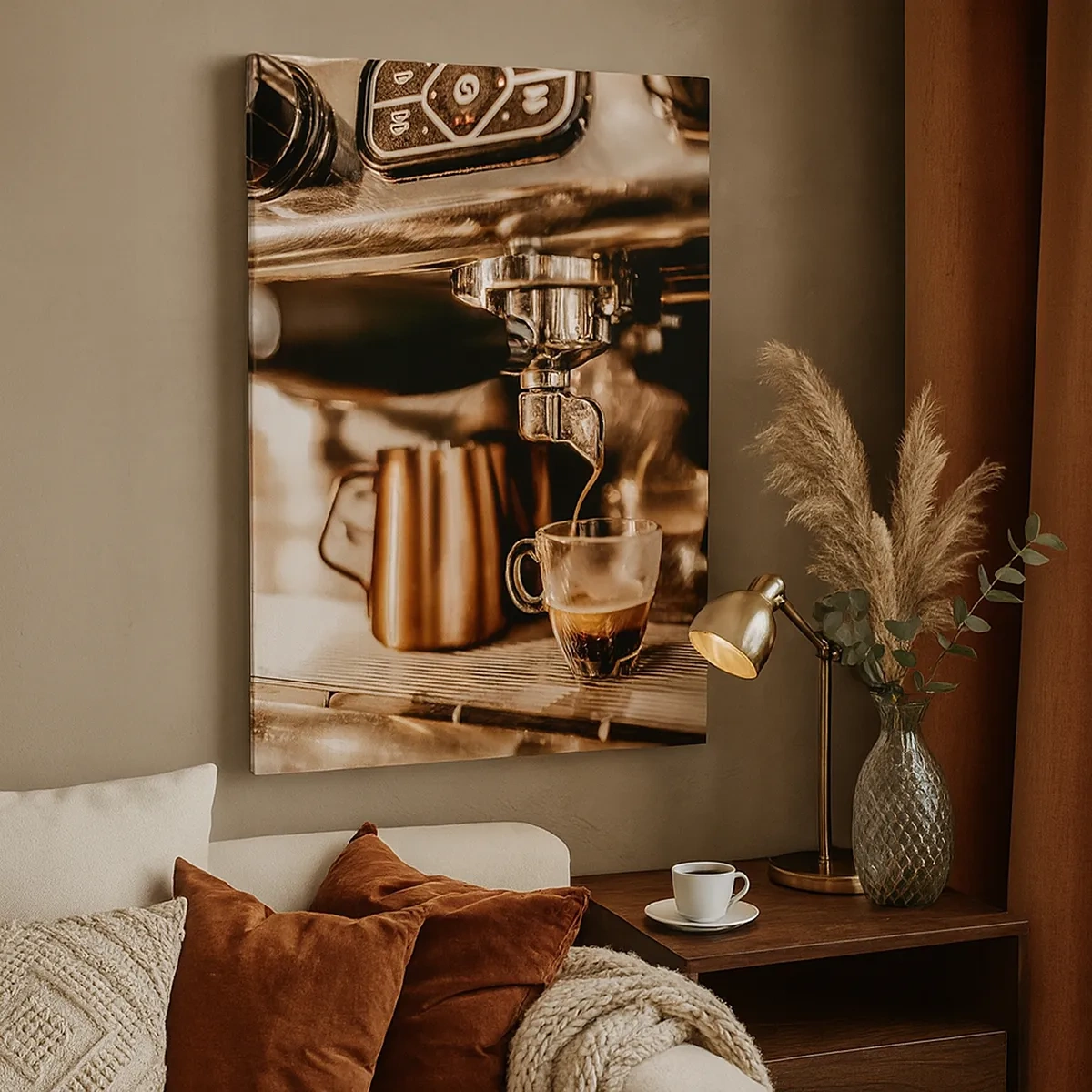 Lærredstryk - Billede på lærred - Kaffens glød - 50x70 cm