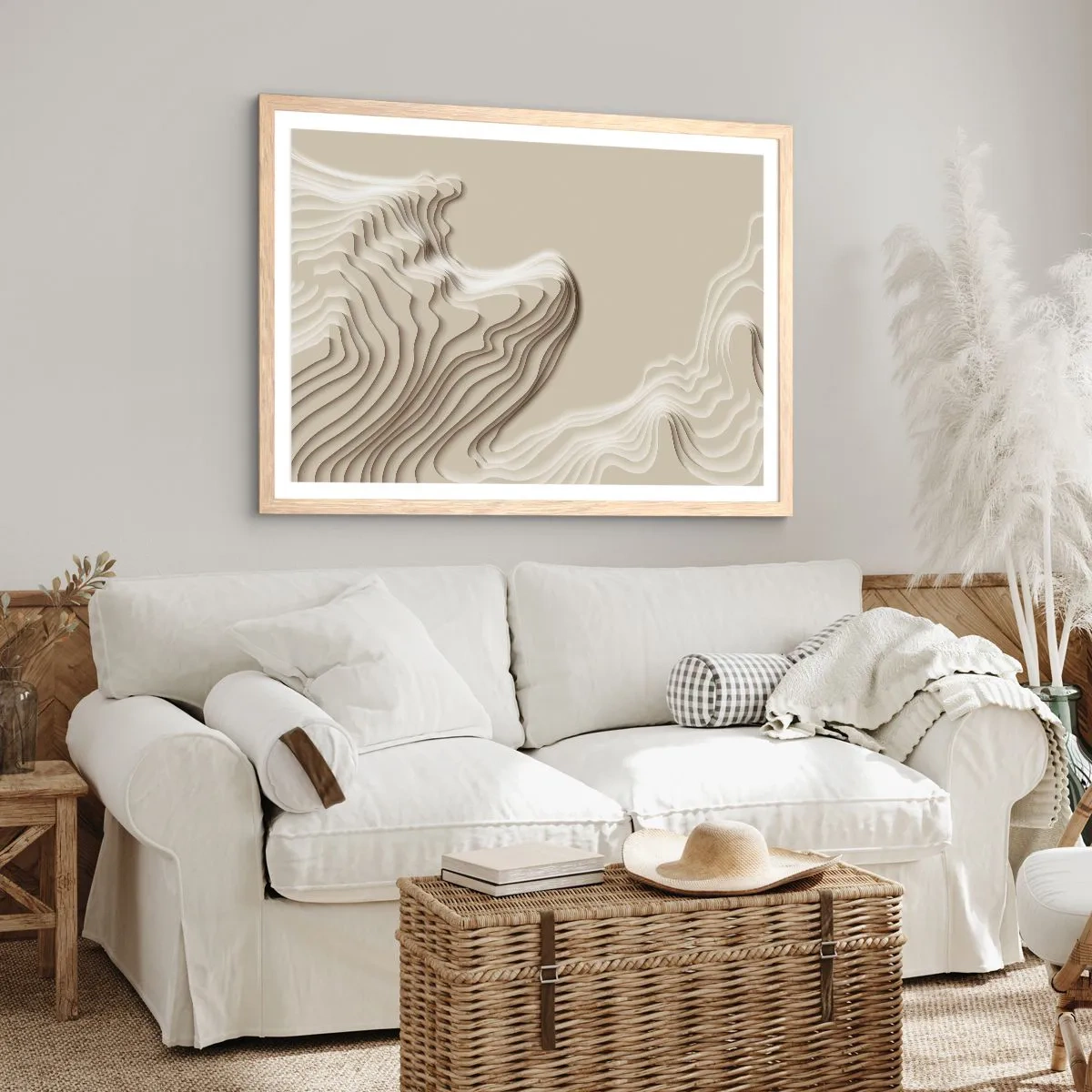 Plakat i ramme af lyst egetræ - Kunstens topografi - 91x61 cm