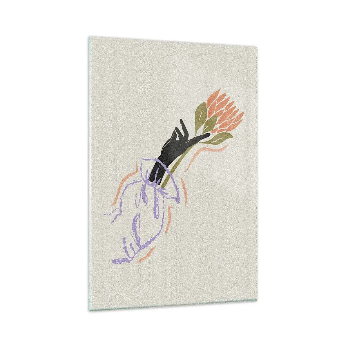 Billede på glas - En søsterlig berøring - 80x120 cm